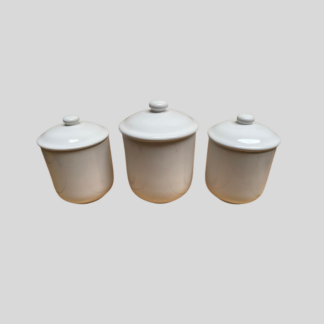 Three White Ceramic Storage Jars